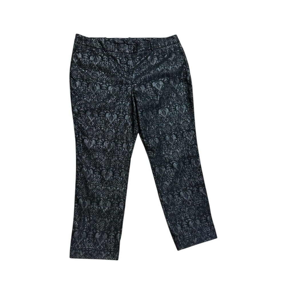 Worthington women's 18 pants Black sparkle hearts foral Slim Fit y2k stretch